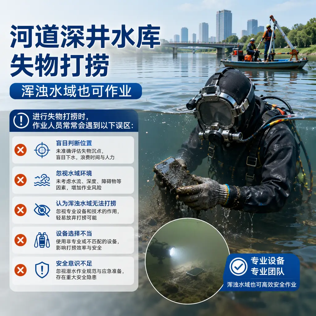 河道深井水库失物打捞，浑浊水域也可作业扶绥
