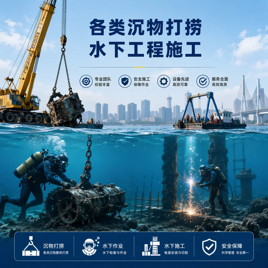 扶绥各类沉物打捞，水下工程施工