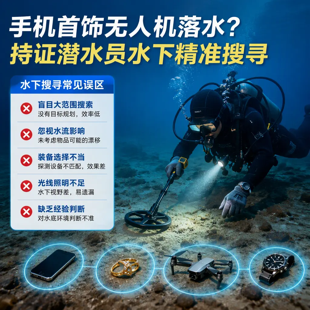 手机首饰无人机落水?扶绥持证潜水员水下精准搜寻